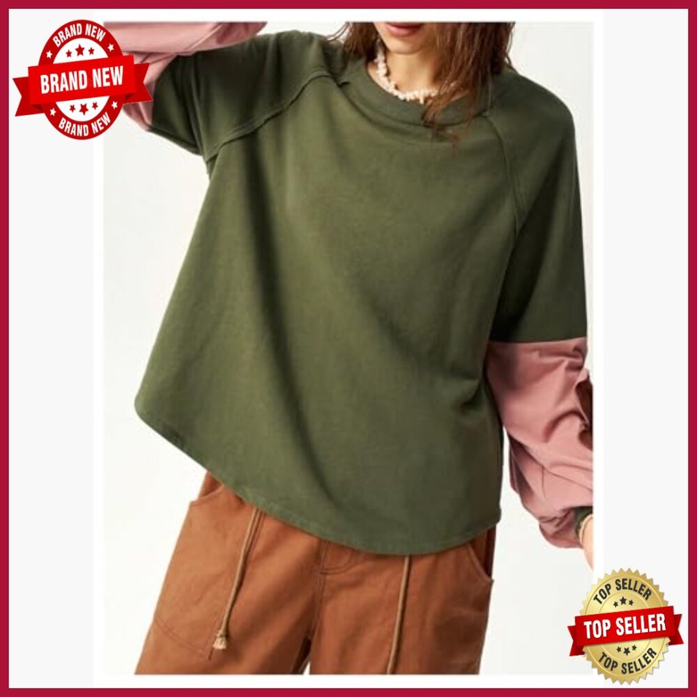 Oversized Floral Patchwork Crewneck Sweatshirt Lo… - image 5